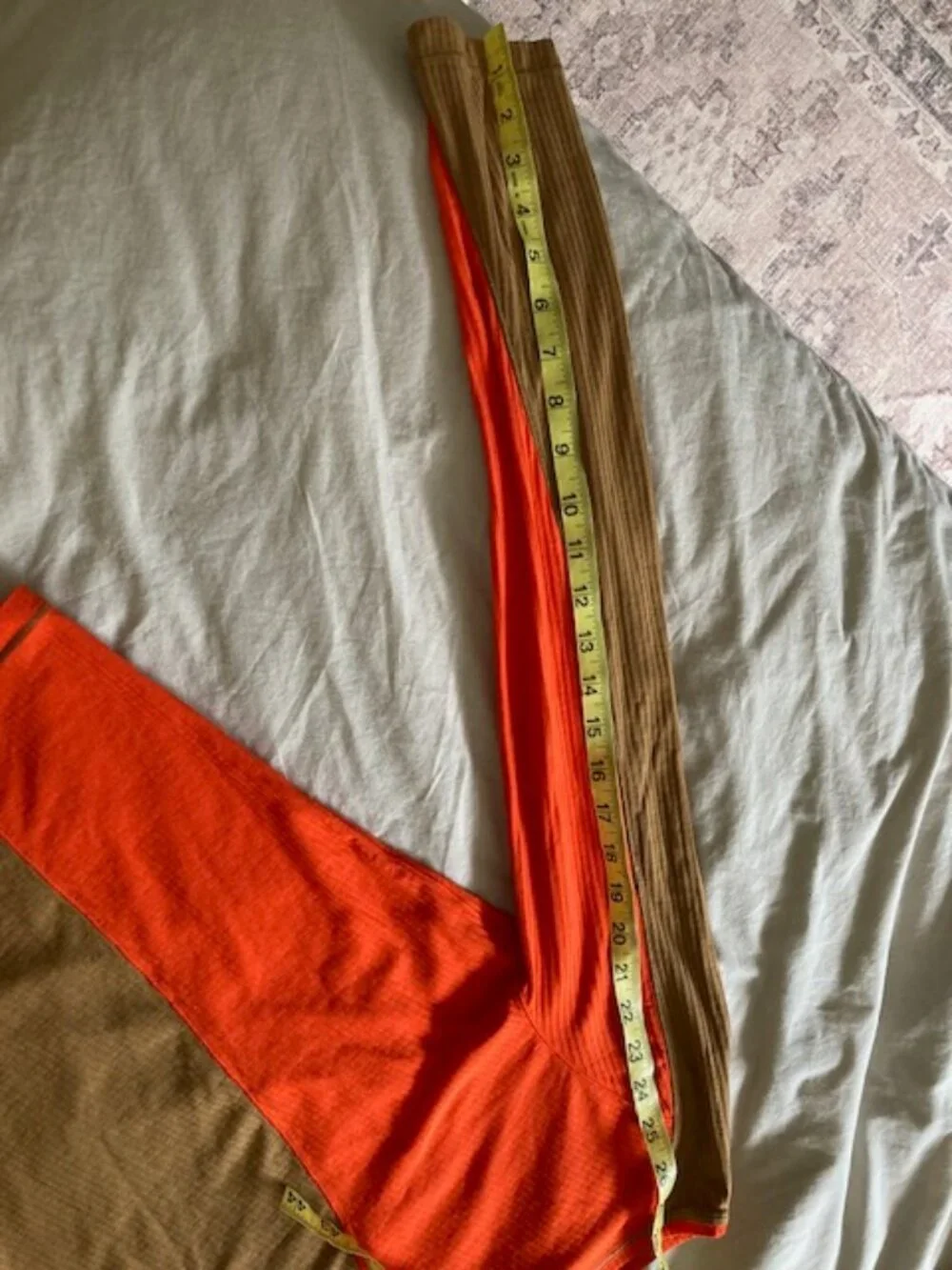 Lululemon Asymmetrical Ribbed Cotton Long Sleeve Top Bold Beige / Solar Orange